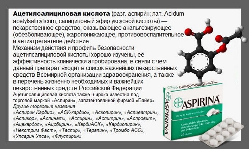 Свойства ацетилсалициловой кислоты
