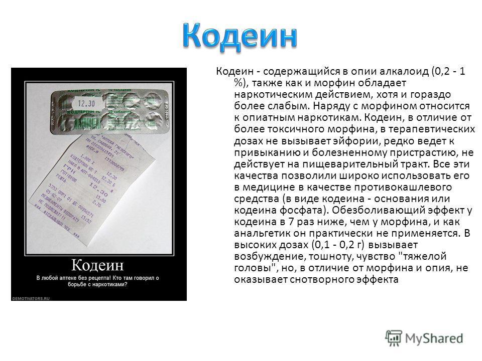 Действие кодеина