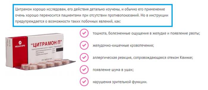Побочные действия Цитрамона