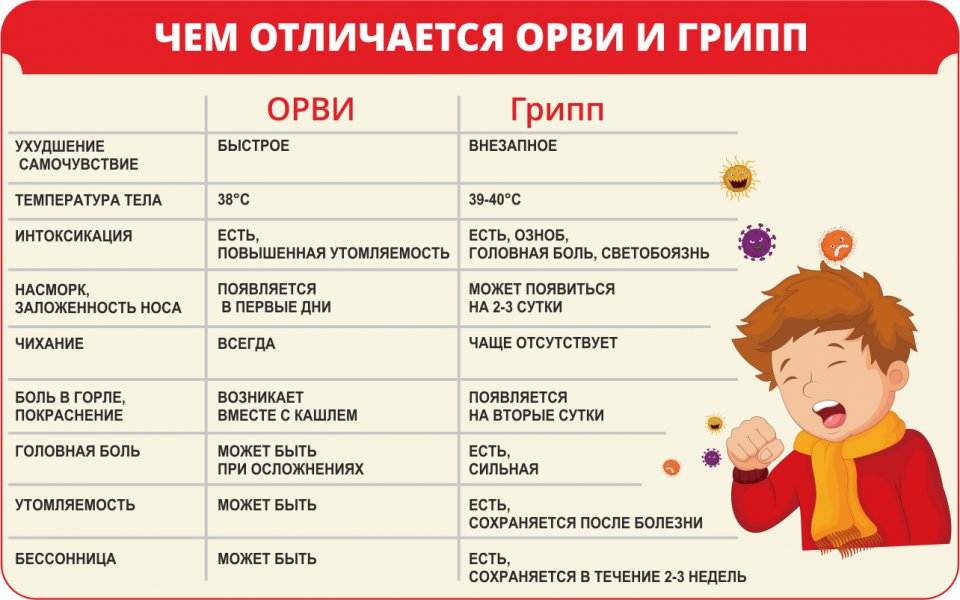 Симптомы гриппа и ОРВИ