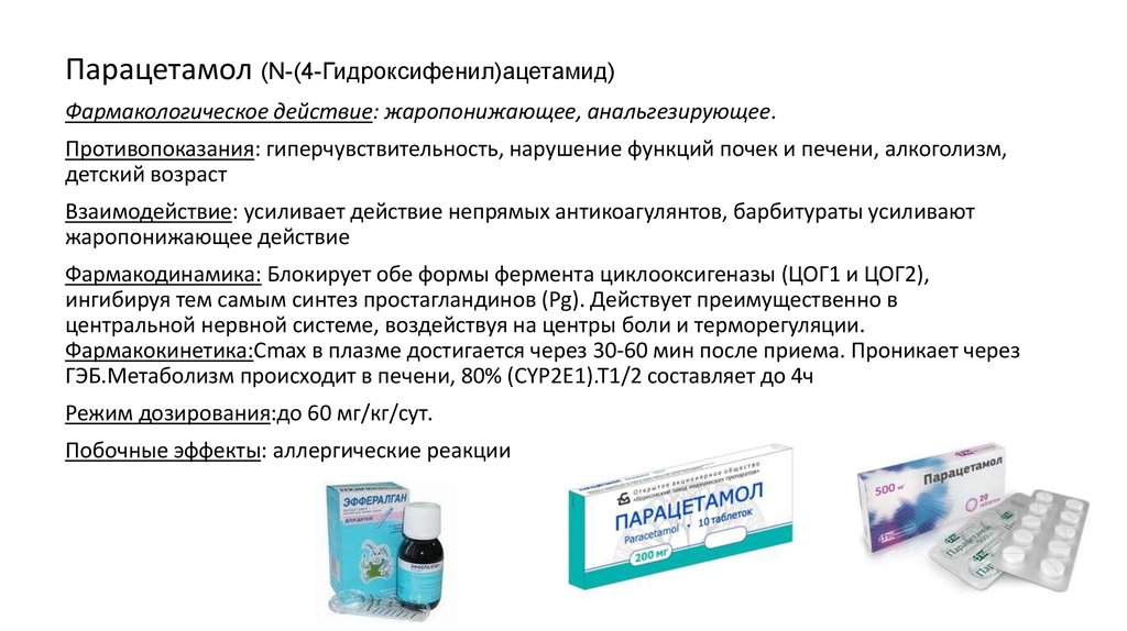 Фармакологические особенности парацетамола