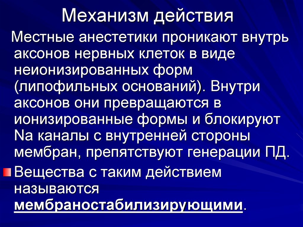 Действие местных анестетиков