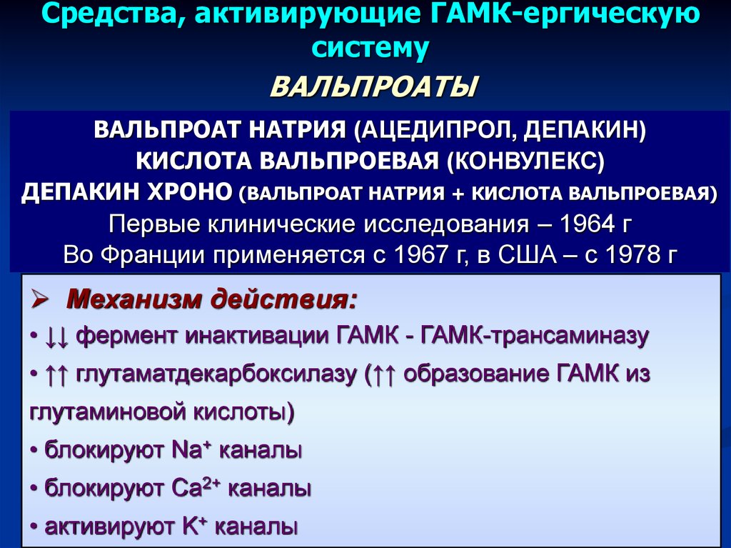 Механизм действия вальпроатов