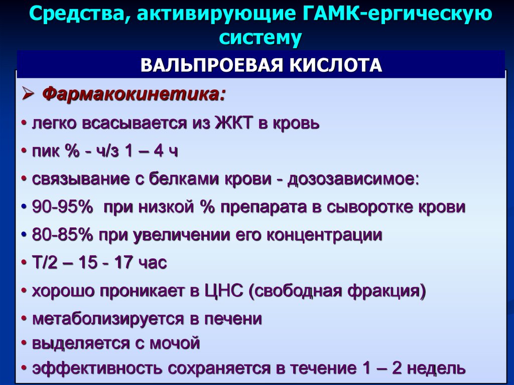Фармакокинетические особенности