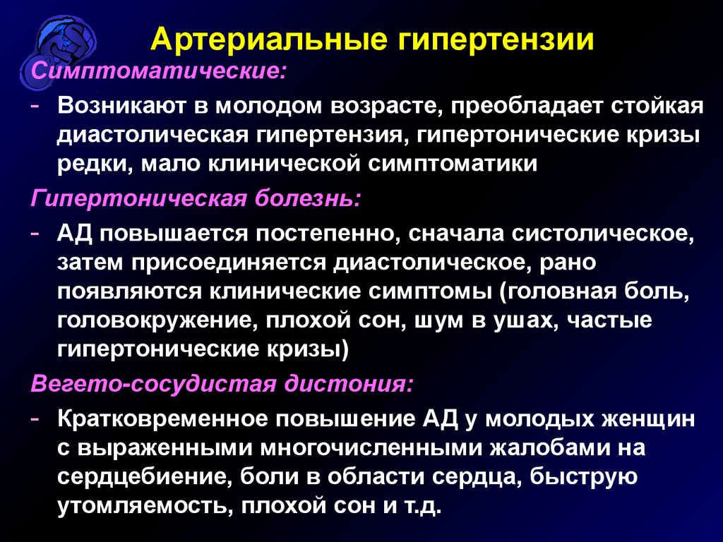 Виды артериальных гипертензий