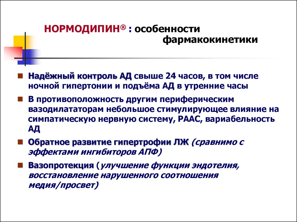 Особенности фармакокинетики 