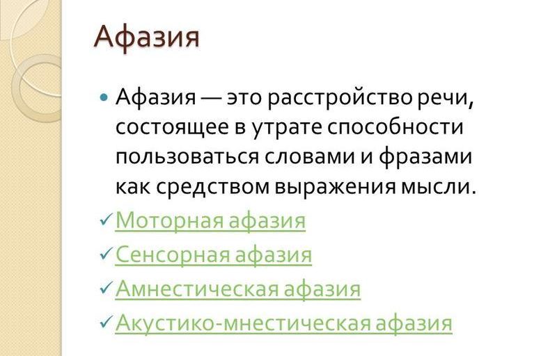 Определение афазии
