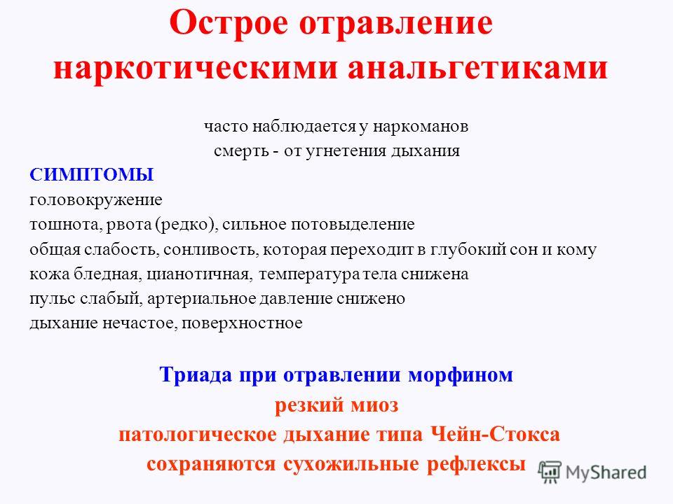 Симптомы острого отравления