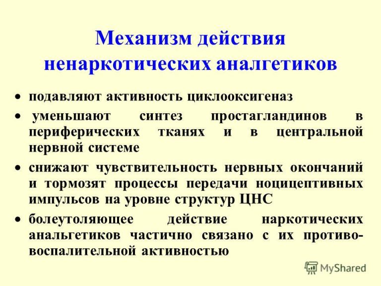 Воздействие анальгетиков на организм