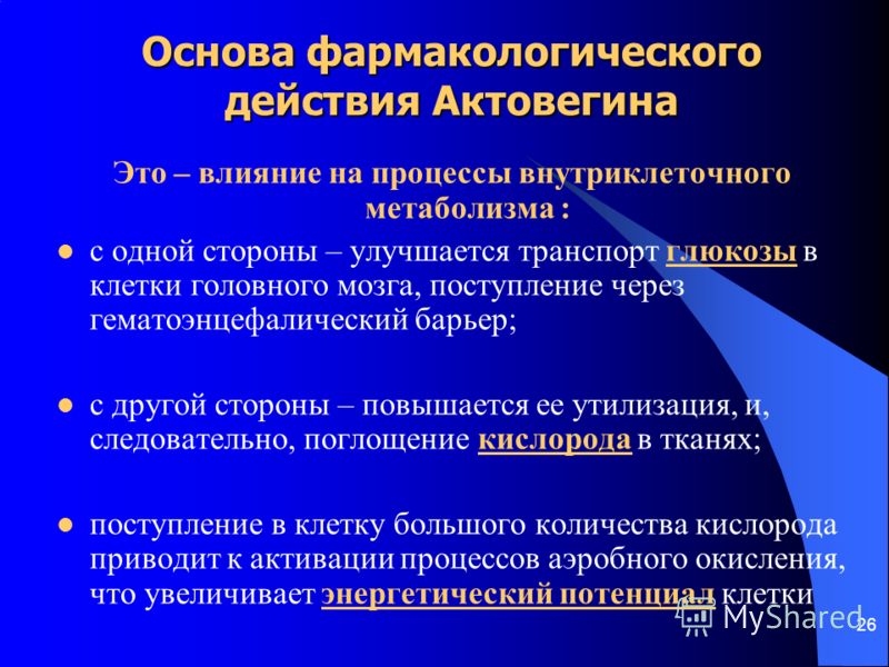 Фармакологическое действие Актовегина