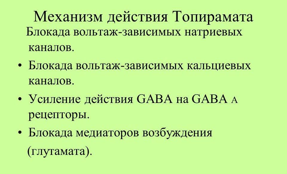 Механизм действия Топамакса