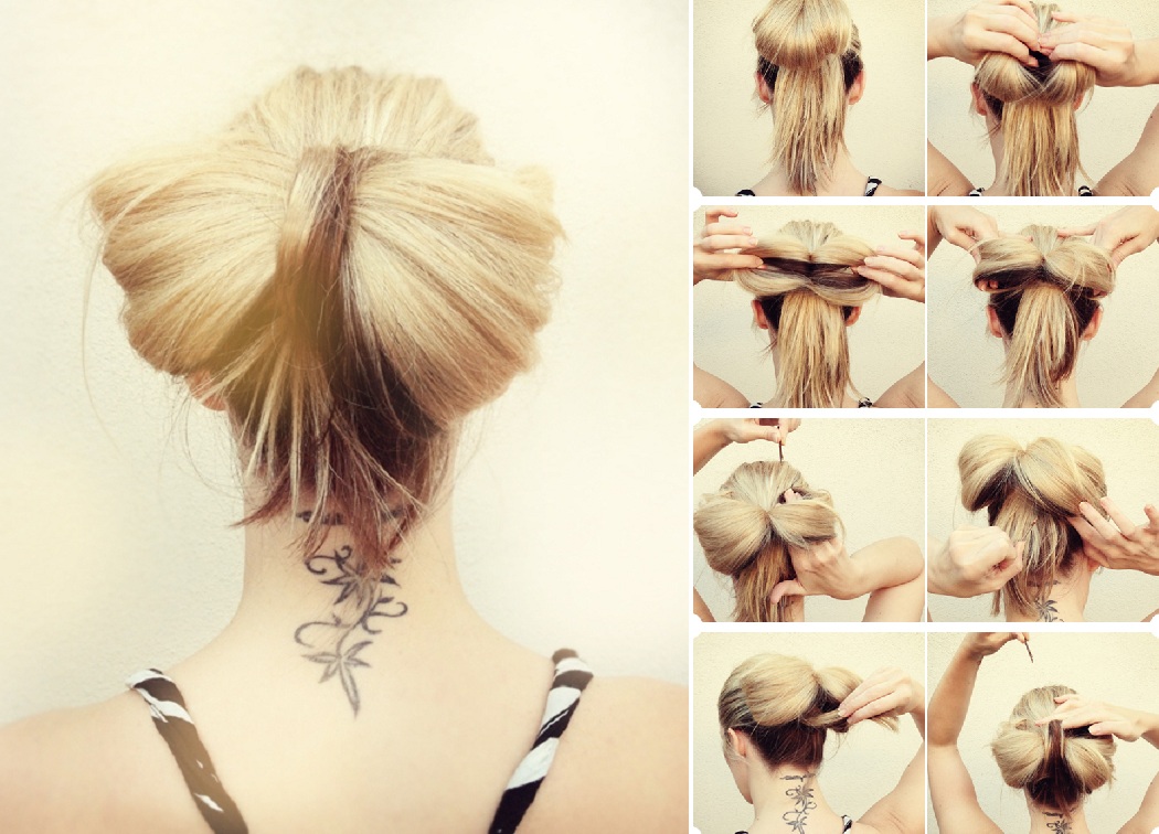 бант на основе волос собранных в хвост