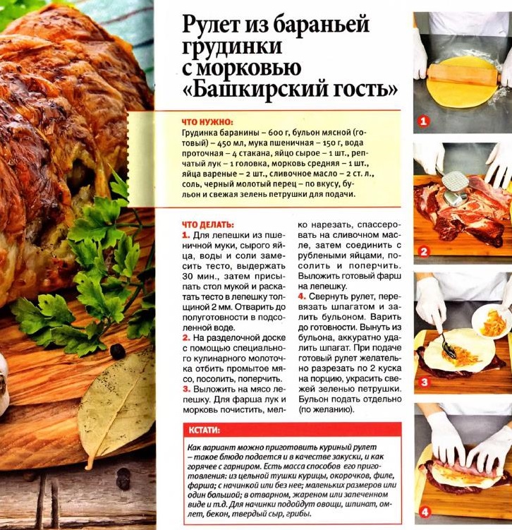 Рулет из баранины или курицы: рецепт