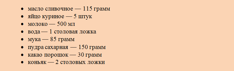 Ингредиенты для шоколадного Умного пирожного