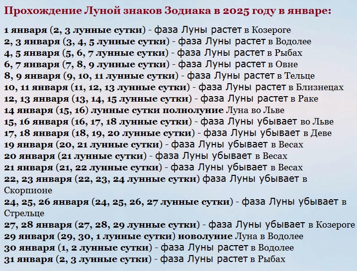 Календарь января 2025 года