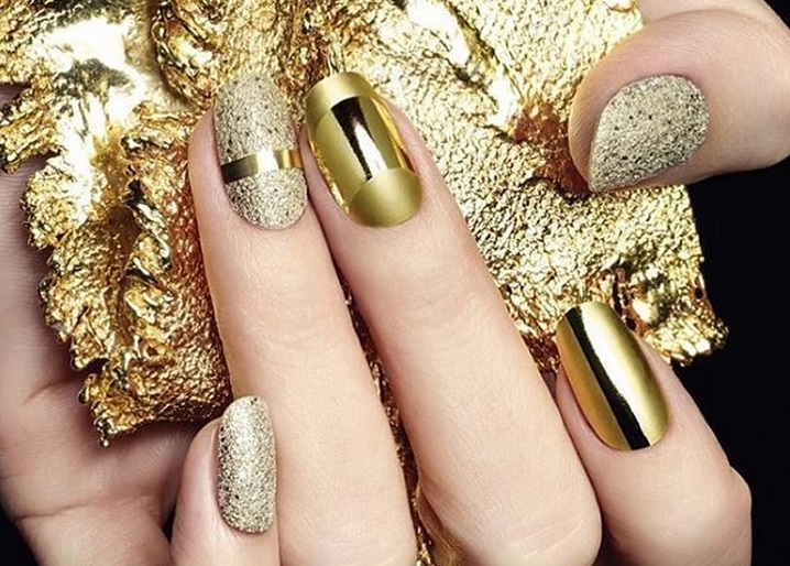 Новогодние идеи маникюра с золотом