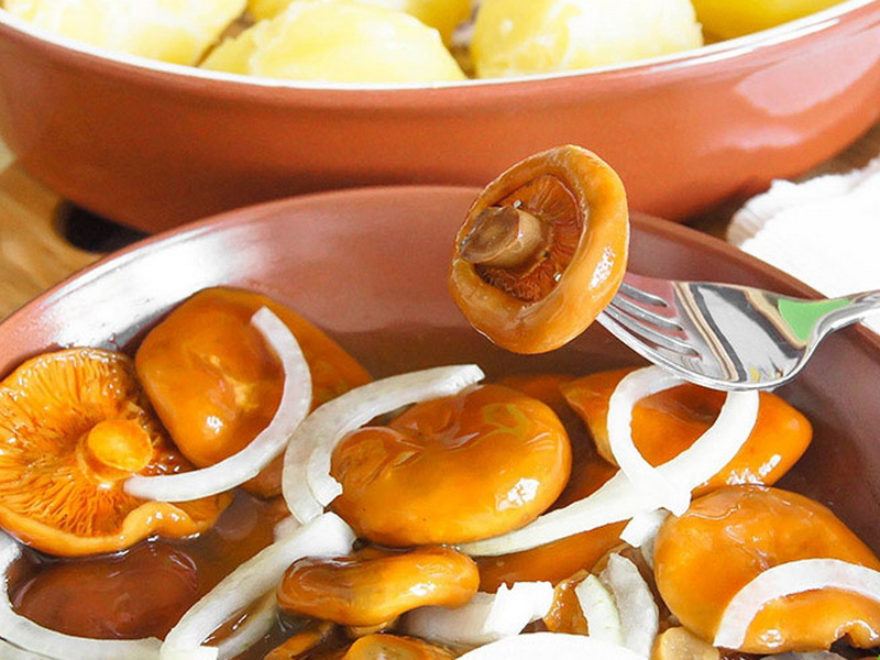 ароматный и вкусный салат из соленых рыжиков